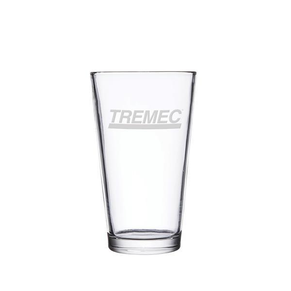 14oz pint glass with the TREMEC logo