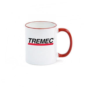 11 oz Ceramic Mug with Red Colored Rim & Handle and TREMEC logo on front