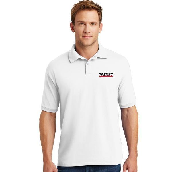 Men's Ecosmart Polo White with TREMEC logo on left chest