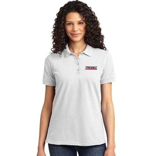 Ladies White Polo with TREMEC logo on left chest 
