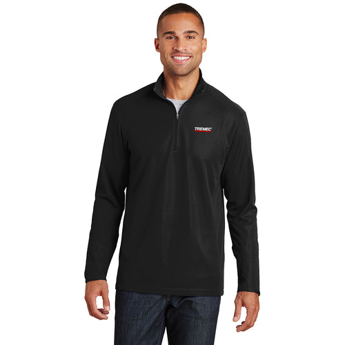 Men’s Pinpoint Mesh Pullover with ½-Zip - Black